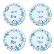 Flower Wreath Round Name Label