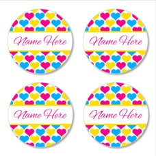 Hearts Round Name Label
