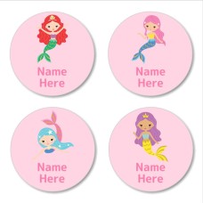 Mermaids Round Name Label