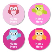 Owl Round Name Label