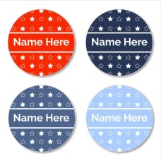 Stars Round Name Label
